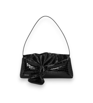 Knot Sjaal tas zwart croco