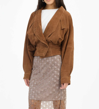 Casaco bomber de couro castanho