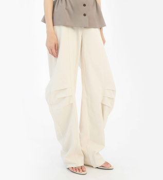 Beżowe lniane spodnie garniturowe