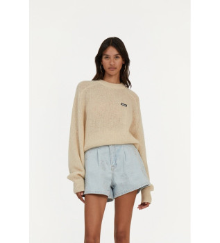 Lightweight knitted jumper with beige logo