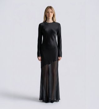 Vestido Kaisy con abertura negro