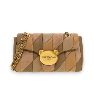 Tasche Puffy XL Patchwork braun