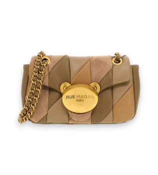 Bolso Puffy Xs Patchwork marrón
