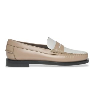 Mocassins en cuir Clasic Dan beige, blanc
