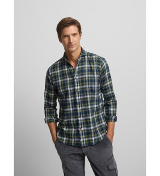 Two-tone tartan sport shirt blue, green