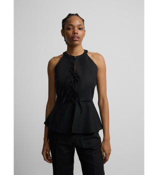 Gilet en lin noir avec attaches