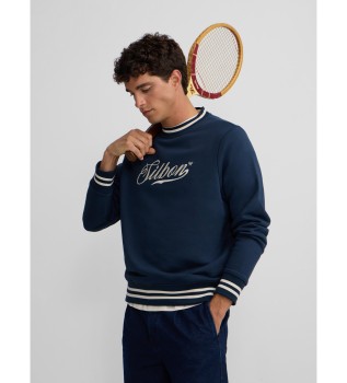 Camisola com letras retro em azul-marinho