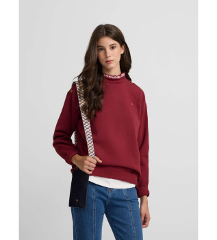 Sudadera cuello volante burdeos