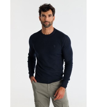 Jaquard-Pullover Basic Navy