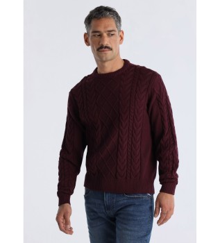 Pull tress brod bordeaux