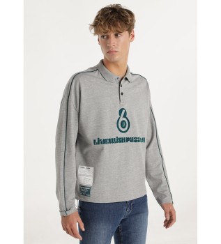 Flock S6X grau appliziertes Poloshirt