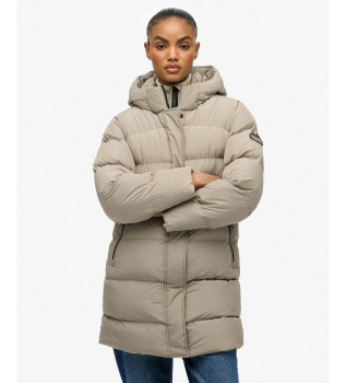 Sports Puffer Mid beige frakke med htte