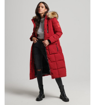 Manteau long en fausse fourrure Everest rouge