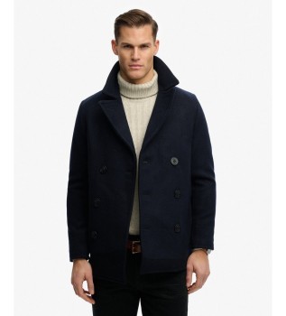 Merchant-jas van wolmix, kleur marineblauw