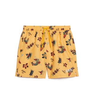 Maillot de bain imprim hawaen recycl jaune