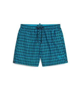 Printed swimming costume made of recycled material blue