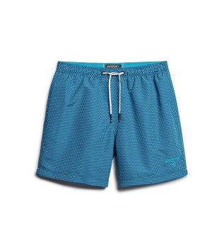 Printed swimming costume made of recycled material blue