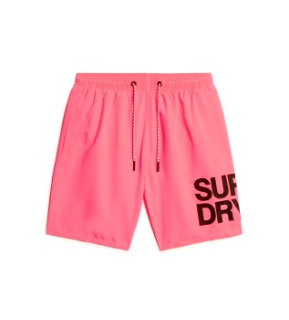 Sportowy kostium kąpielowy z logo z materiału pochodzącego z recyklingu, różowy