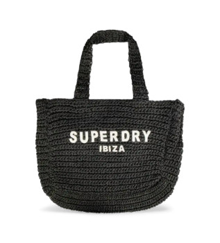 City raffia tygväska svart
