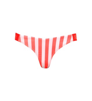 Bas de bikini à rayures roses au design audacieux