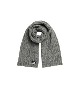 Bufanda de punto de lujo con cable gris