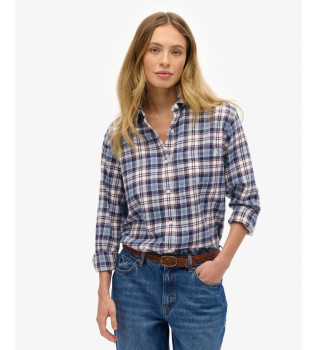 Check Flannel Boyfriend Shirt blue