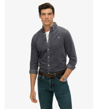 Camisa clssica com cordo de agulha em azul-marinho