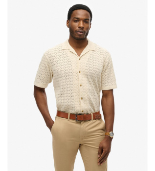 Skjorte med strikket tekstur, beige
