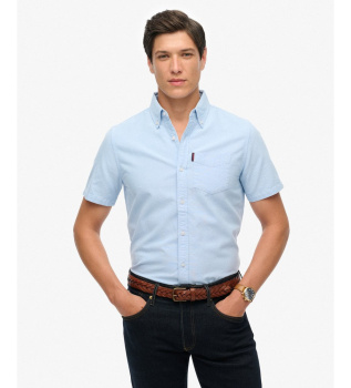 Camisa Oxford de manga corta azul