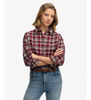 Chemise Check Flannel Relaxed bordeaux
