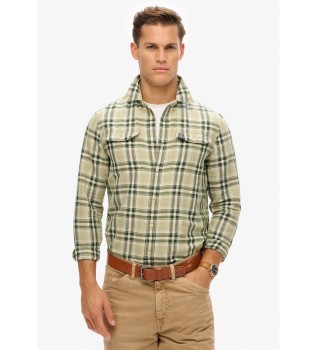 Camisa de cuadros de lino Merchant Store verde