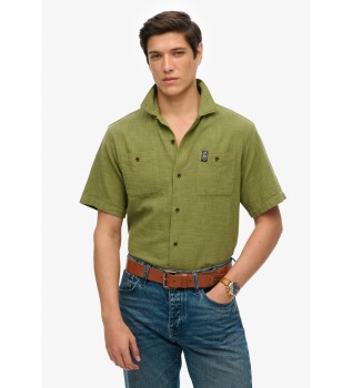Camisa de manga curta texturada verde Merchant Store