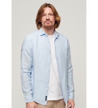 Long sleeved casual linen shirt blue