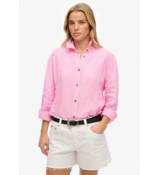 Chemise en lin dcontracte, coupe boyfriend rose