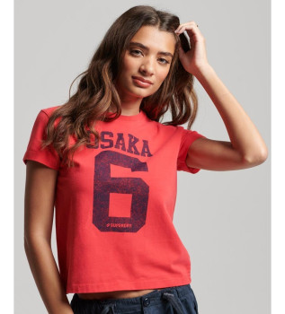 T-shirt aderente a maniche corte con grafica rosa Osaka