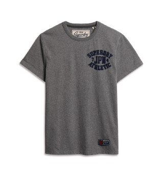 Vintage Athletic T-shirt gris  manches courtes avec dtails sur la poitrine