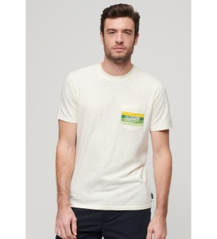 T-shirt a righe con logo Cali bianco sporco