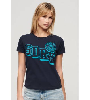 Varsity navy fleece fitted T-shirt