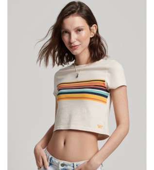 Vintage beige striped short t-shirt