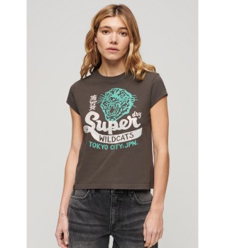 T-shirt met bruine Poster-boorden