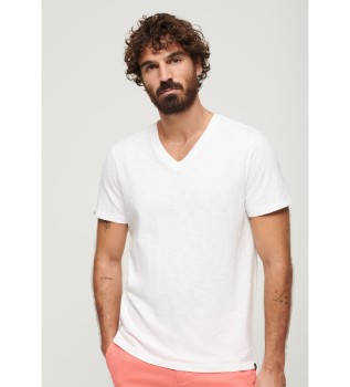T-shirt fiammata bianca con scollo a V