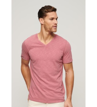 Roze gevlamd T-shirt met V-hals