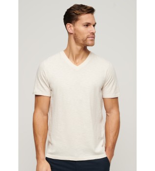 Off-white V-hals gevlamd t-shirt
