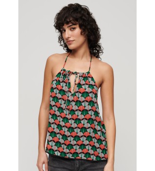 Halter neck printed t-shirt orange, green