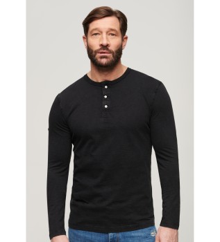 T-shirt lavorata a maglia con colletto da panettiere nero
