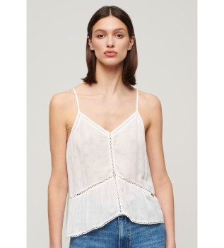 T-shirt bianca con finiture a strati