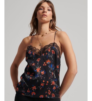 Black satin tank top