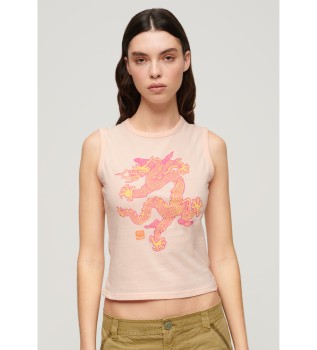 Vintage Komodo rosa T-shirt med logotyp
