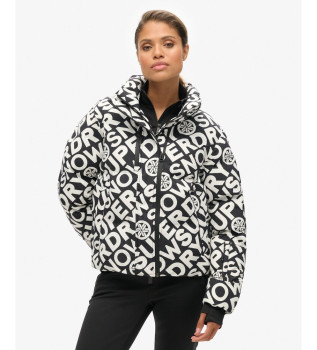 Kviltet frakke med firkantet snit, sort