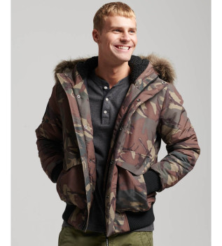 Casaco bomber com capuz acolchoado de camuflagem Everest com capuz